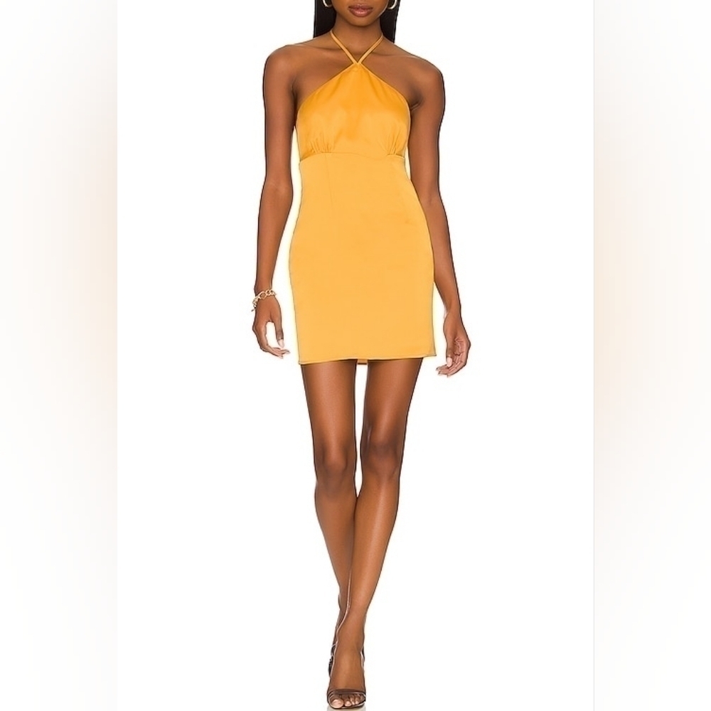 Lovers + Friends Teagan Mini Dress in Mustard Size Large